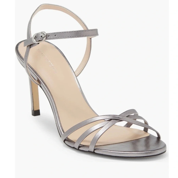 Stuart Weitzman Starla 80 Ankle strap Sandal Color Gunmetal Size: 5 - Picture 1 of 8